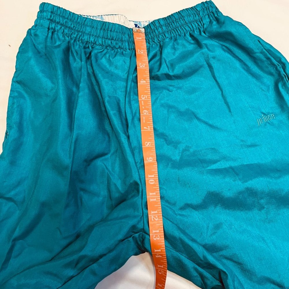 VINTAGE Prince Sportswear Trackpants Womens Medium Teal Windbreaker Tennis 90s - Picture 9 of 14